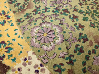 平和屋着物■豪華黒留袖 刺繍 切嵌正倉院花文 暈し染め 金彩 正絹 逸品 AABB3074fw