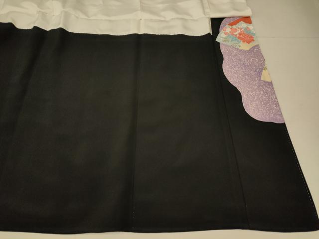 平和屋着物■豪華黒留袖　駒刺繍　地紙花鳥文　暈し染め　金彩　正絹　逸品　AABB3117fw