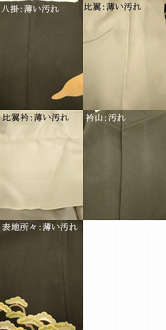平和屋着物■豪華黒留袖　駒刺繍　飛鶴枝花文　暈し染め　金彩　正絹　逸品　AABB3122fw