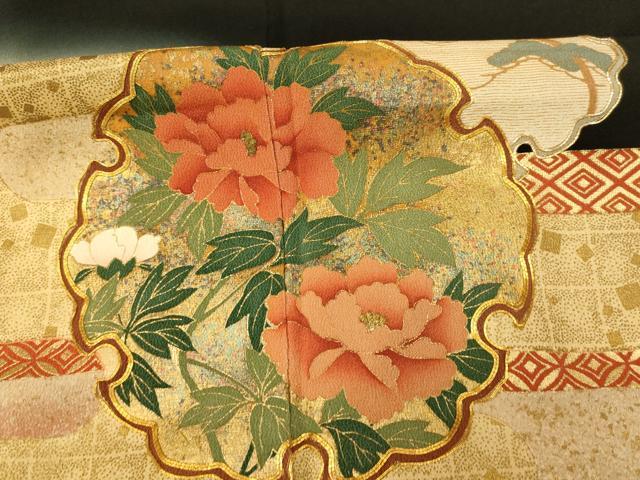 平和屋着物■豪華黒留袖　駒刺繍　よろず染　萬寿　雪輪草花文　暈し染め　金彩　正絹　逸品　AABB3123fw