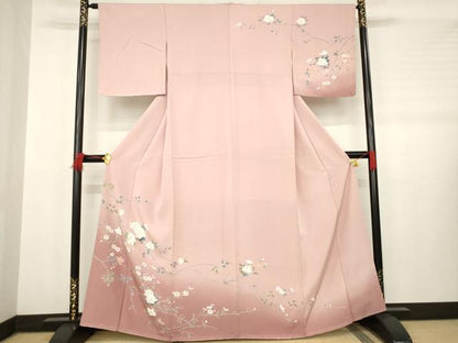 平和屋着物●訪問着　枝花文　暈し染め　正絹　逸品　AABB3161ck