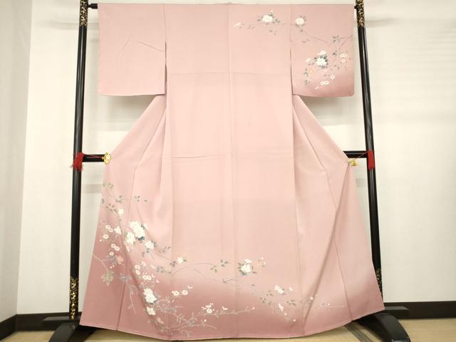 平和屋着物●訪問着　枝花文　暈し染め　正絹　逸品　AABB3161ck
