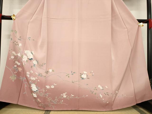 平和屋着物●訪問着　枝花文　暈し染め　正絹　逸品　AABB3161ck