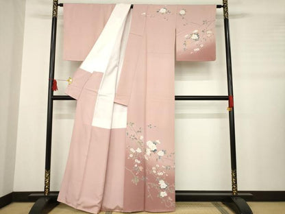 平和屋着物●訪問着　枝花文　暈し染め　正絹　逸品　AABB3161ck