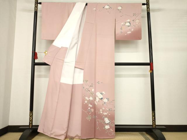 平和屋着物●訪問着　枝花文　暈し染め　正絹　逸品　AABB3161ck