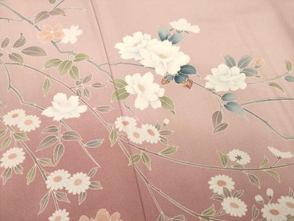 平和屋着物●訪問着　枝花文　暈し染め　正絹　逸品　AABB3161ck