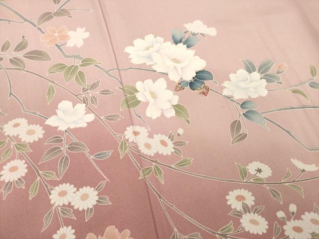 平和屋着物●訪問着　枝花文　暈し染め　正絹　逸品　AABB3161ck