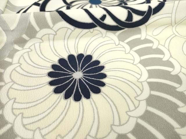 平和屋着物●小振袖 二尺袖 長襦袢セット 無双仕立て 菊 銀彩 洗える着物 AABB3166ck