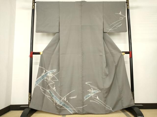 平和屋着物●訪問着　ろうけつ染め　幾何学文様　正絹　逸品　AABB3177ck