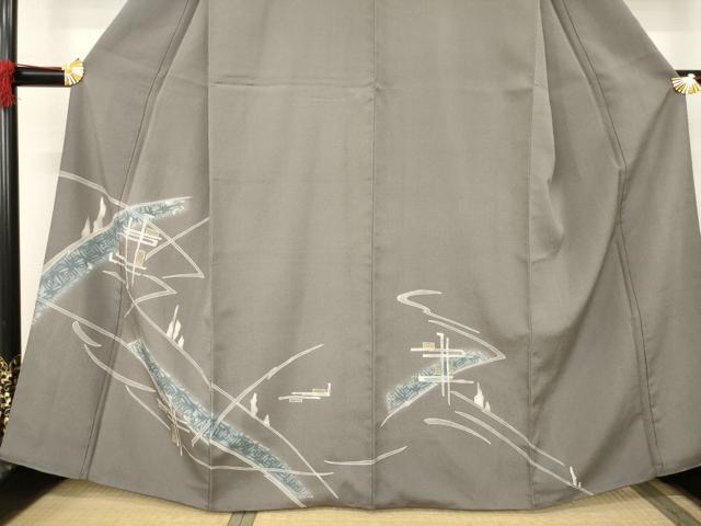 平和屋着物●訪問着　ろうけつ染め　幾何学文様　正絹　逸品　AABB3177ck
