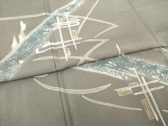 平和屋着物●訪問着　ろうけつ染め　幾何学文様　正絹　逸品　AABB3177ck