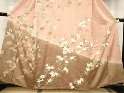 平和屋着物●訪問着　草花文　暈し染め　三越扱い　正絹　逸品　AABB3179ck