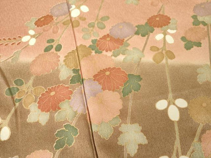 平和屋着物●訪問着　草花文　暈し染め　三越扱い　正絹　逸品　AABB3179ck