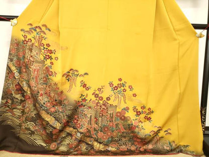 平和屋着物●訪問着 駒刺繍 御所車花文 暈し染め 金彩 ロング丈 正絹 逸品 AABB3193ck