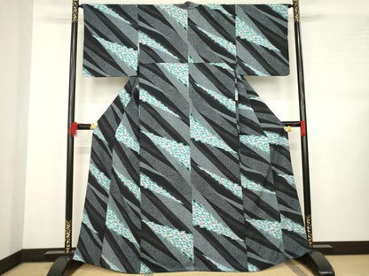 平和屋着物●上質な小紋　幾何学文様　正絹　逸品　AABB3200ck