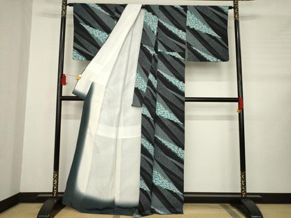平和屋着物●上質な小紋　幾何学文様　正絹　逸品　AABB3200ck