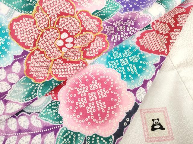 平和屋着物●「anan」ブランド 小振袖 二尺袖 駒刺繍 雪輪花文 銀通し地 洗える着物 未使用 AABB3221ck