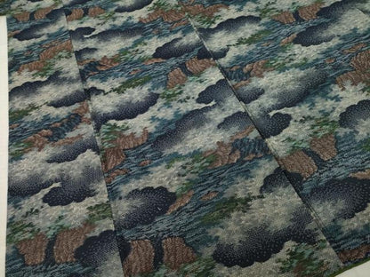 平和屋着物●上質な紬 雲重ね風景文 正絹 逸品 AABB3238ck
