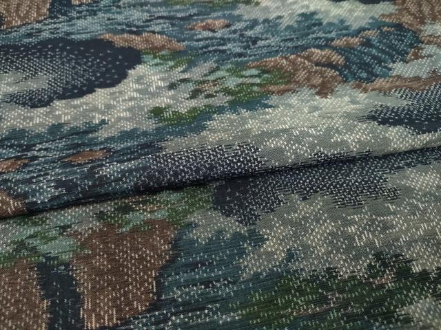 平和屋着物●上質な紬 雲重ね風景文 正絹 逸品 AABB3238ck