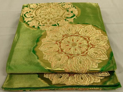 平和屋着物◎六通柄袋帯 舞花文 金糸 正絹 逸品 AABB3262ou