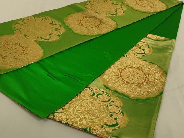 平和屋着物◎六通柄袋帯 舞花文 金糸 正絹 逸品 AABB3262ou