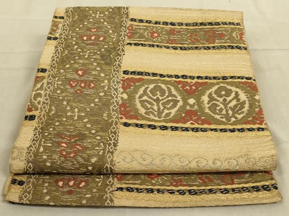 平和屋着物◎六通柄袋帯 唐織 横段花文 金糸 正絹 逸品 AABB3263ou