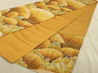 平和屋着物◎六通柄袋帯 樹林文 金銀糸 正絹 逸品 AABB3264ou