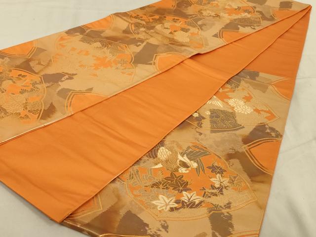 平和屋着物◎六通柄袋帯 鳳凰花文 金糸 引箔 正絹 逸品 AABB3273ou