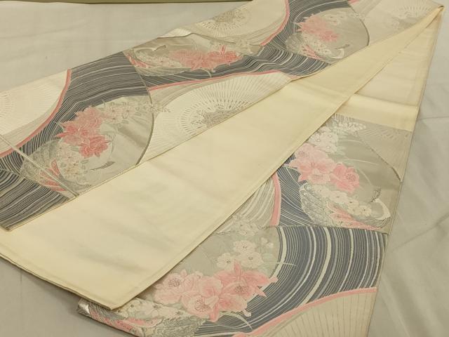 平和屋着物◎六通柄袋帯　唐織　銀河にしき　銀糸　正絹　逸品　AABB3278ou