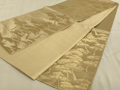 平和屋着物◎六通柄袋帯　枝松文　金糸　正絹　逸品　AABB3279ou