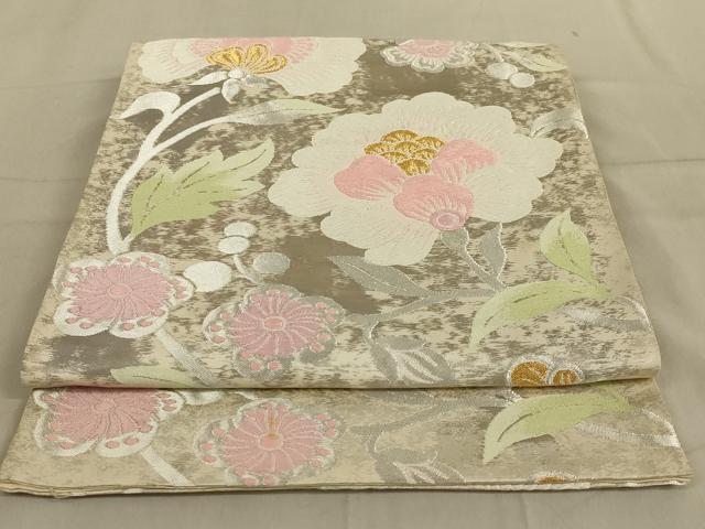 平和屋着物◎六通柄袋帯 唐織 更紗花文 金銀糸 正絹 逸品 AABB3280ou