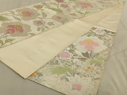 平和屋着物◎六通柄袋帯 唐織 更紗花文 金銀糸 正絹 逸品 AABB3280ou