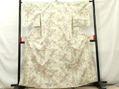 平和屋着物■上質な紬 枝花文 正絹 逸品 AABB3465cs