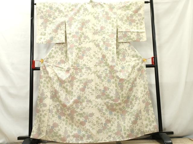 平和屋着物■上質な紬 枝花文 正絹 逸品 AABB3465cs