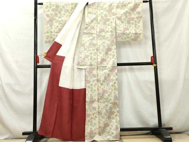 平和屋着物■上質な紬 枝花文 正絹 逸品 AABB3465cs