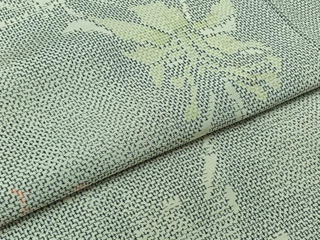 平和屋着物▽本場大島紬 白大島 単衣 草花文 正絹 逸品 AABB3562jh
