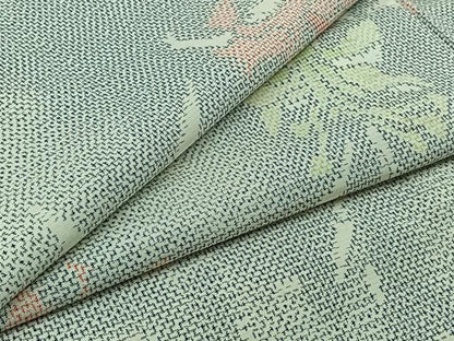 平和屋着物▽本場大島紬 白大島 単衣 草花文 正絹 逸品 AABB3562jh