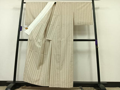 平和屋着物▽お召 白根沢 単衣 縞 証紙付き 正絹 逸品 AABB3563jh