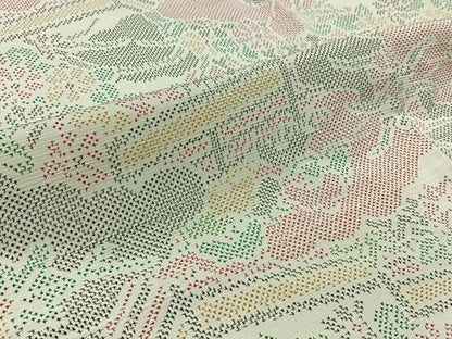 平和屋着物▽上質な紬 単衣 花籬文 正絹 逸品 AABB3564jh