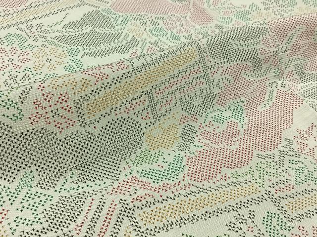 平和屋着物▽上質な紬 単衣 花籬文 正絹 逸品 AABB3564jh