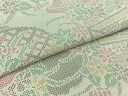 平和屋着物▽上質な紬 単衣 花籬文 正絹 逸品 AABB3564jh