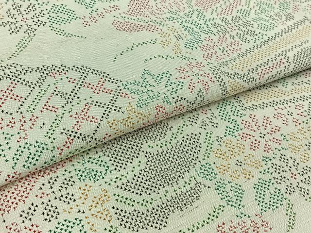 平和屋着物▽上質な紬 単衣 花籬文 正絹 逸品 AABB3564jh