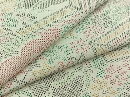 平和屋着物▽上質な紬 単衣 花籬文 正絹 逸品 AABB3564jh