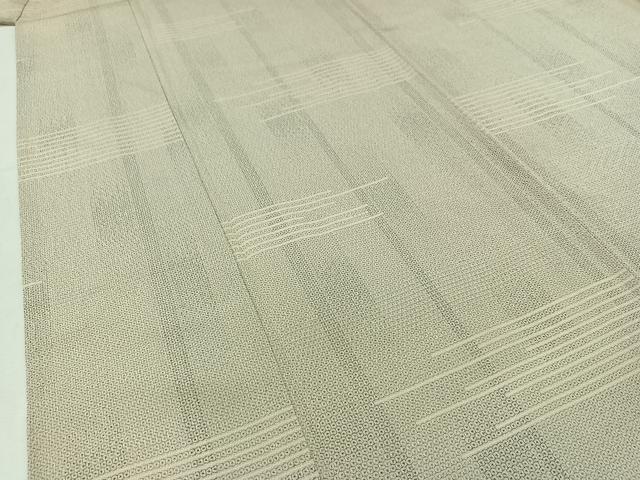 平和屋着物▽本塩沢　単衣　110亀甲　横段文　証紙付き　正絹　逸品　AABB3565jh