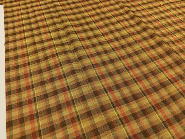 平和屋着物▽上質な紬　単衣　格子　正絹　逸品　AABB3568jh