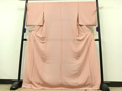 平和屋着物▽江戸小紋 単衣 関正三郎 万筋 灰白色×東雲色 ロング丈 正絹 逸品 AABB3569jh