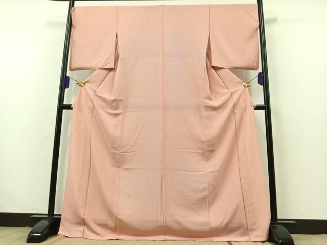 平和屋着物▽江戸小紋 単衣 関正三郎 万筋 灰白色×東雲色 ロング丈 正絹 逸品 AABB3569jh