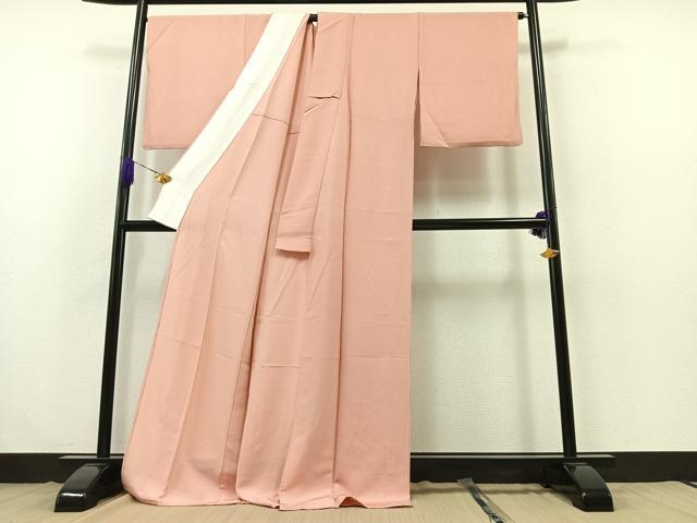 平和屋着物▽江戸小紋 単衣 関正三郎 万筋 灰白色×東雲色 ロング丈 正絹 逸品 AABB3569jh
