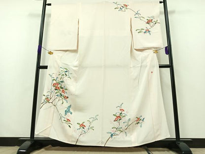 平和屋着物▽訪問着 単衣 作家物 花鳥文 正絹 逸品 AABB3570jh