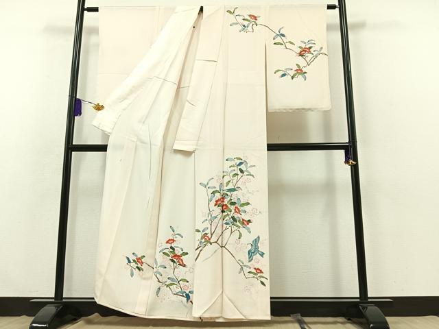 平和屋着物▽訪問着 単衣 作家物 花鳥文 正絹 逸品 AABB3570jh